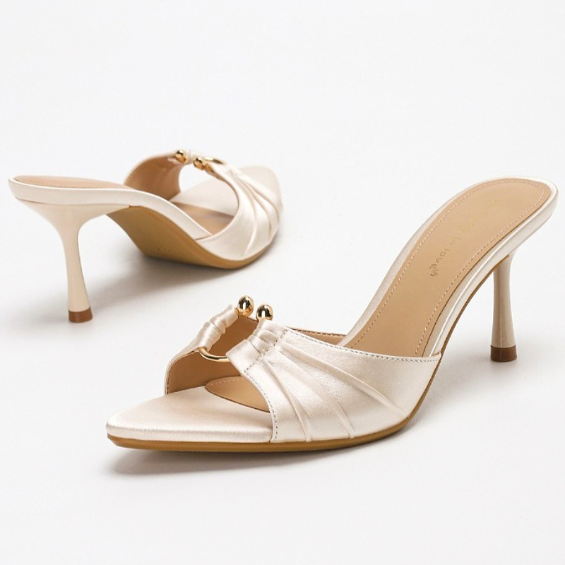 Slip Dress Satin - Anel de metal plissado cetim elegante
