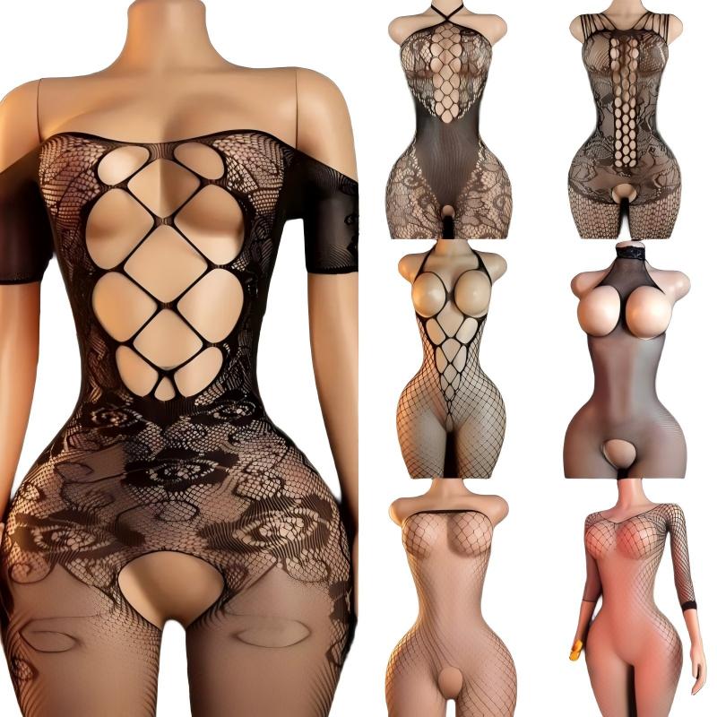 Bodystocking Fishnet - Conjunto de lingerie erótica para mulheres,